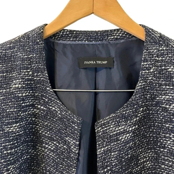 Ivanka Trump Dark Blue Long Blazer Jacket Tweed Fall Winter Career Professional - Picture 3 of 4